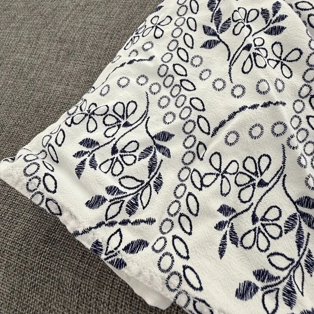 LOFT Dress Floral Lined Sleeveless Square Neck Viscose Zipper Cutout Back Blue &